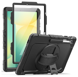 Samsung Galaxy Tab S10 FE Plus Hoes met Screen Protector en Handriem Zwart