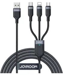 JOYROOM 3-in-1 3.5A Kabel USB-A naar Micro-USB / USB-C / Lightning 2M Zwart afbeelding