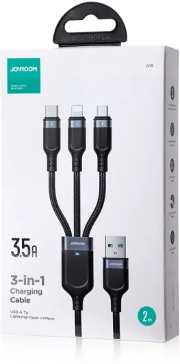 JOYROOM 3-in-1 3.5A Kabel USB-A naar Micro-USB / USB-C / Lightning 2M Zwart afbeelding 9