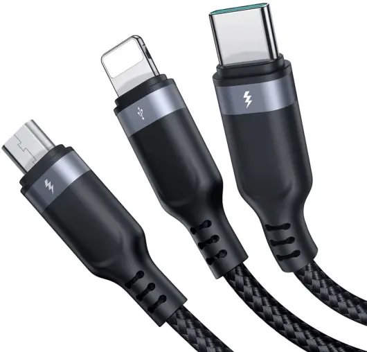 JOYROOM 3-in-1 3.5A Kabel USB-A naar Micro-USB / USB-C / Lightning 2M Zwart afbeelding 2