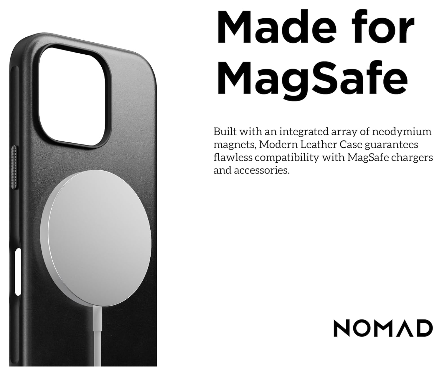Nomad Apple iPhone 16 Pro Hoesje Modern Leather MagSafe Case Horween Zwart afbeelding 5