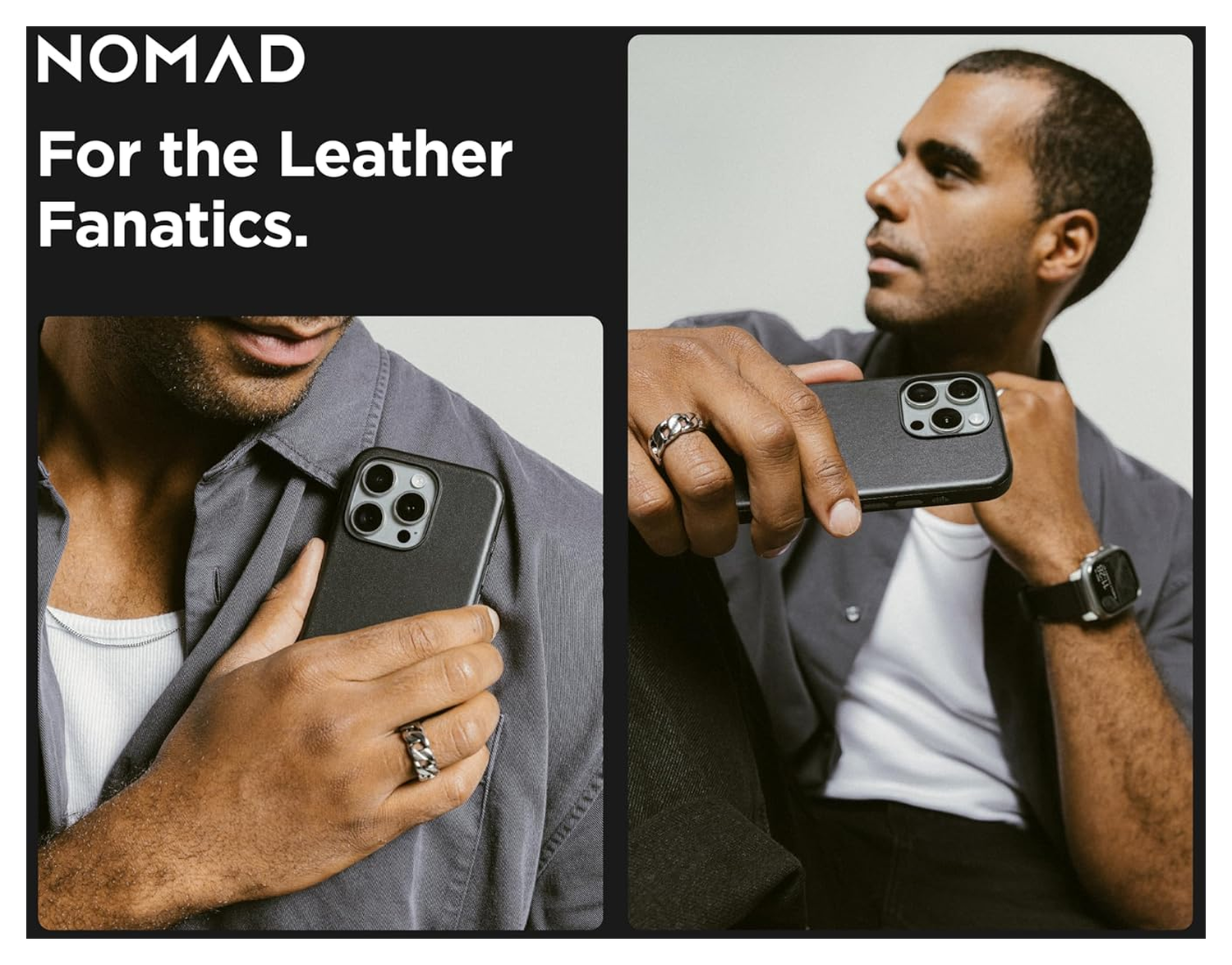 Nomad Apple iPhone 16 Pro Hoesje Modern Leather MagSafe Case Horween Zwart afbeelding 6
