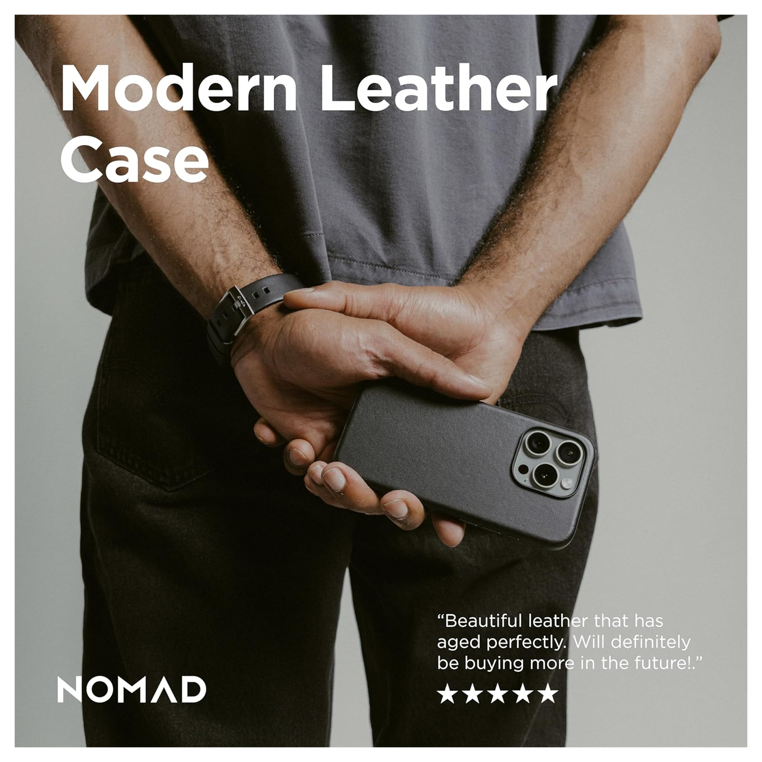 Nomad Apple iPhone 16 Pro Hoesje Modern Leather MagSafe Case Horween Zwart afbeelding 7