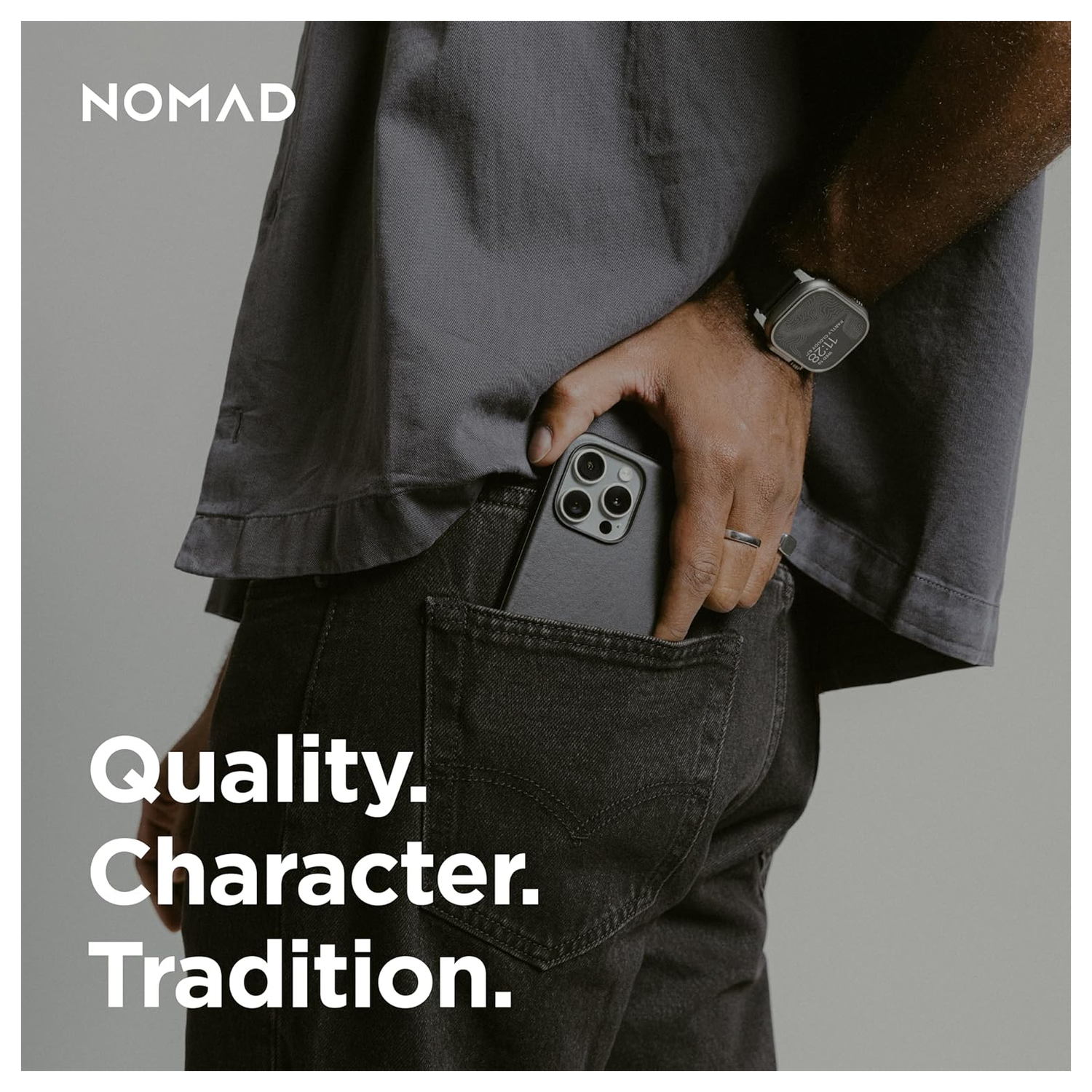 Nomad Apple iPhone 16 Pro Hoesje Modern Leather MagSafe Case Horween Zwart afbeelding 8