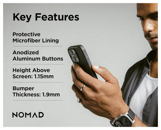 Nomad Apple iPhone 16 Pro Hoesje Modern Leather MagSafe Case Horween Zwart afbeelding 4