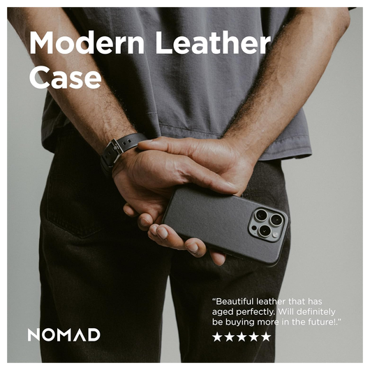 Nomad Apple iPhone 16 Pro Hoesje Modern Leather MagSafe Case Horween Zwart afbeelding 7