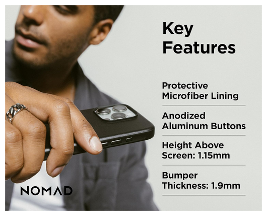 Nomad Apple iPhone 16 Pro Max Hoesje Modern Leather MagSafe Case Horween Zwart afbeelding 4
