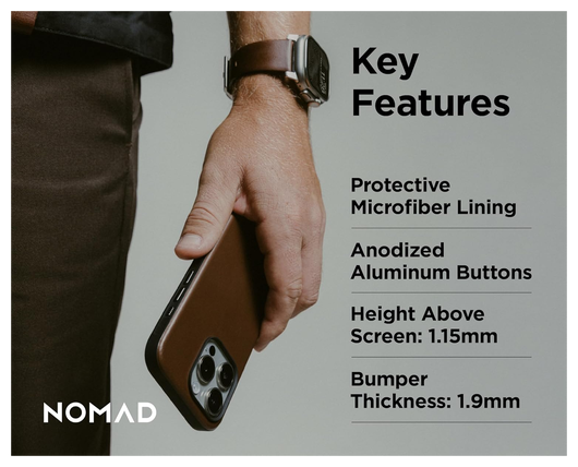 Nomad Apple iPhone 16 Pro Max Hoesje Modern Leather MagSafe Case Horween Bruin afbeelding 5