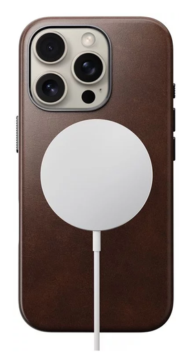 Nomad Traditional Leather iPhone 16 Pro Hoesje Leer MagSafe Horween Bruin afbeelding 1