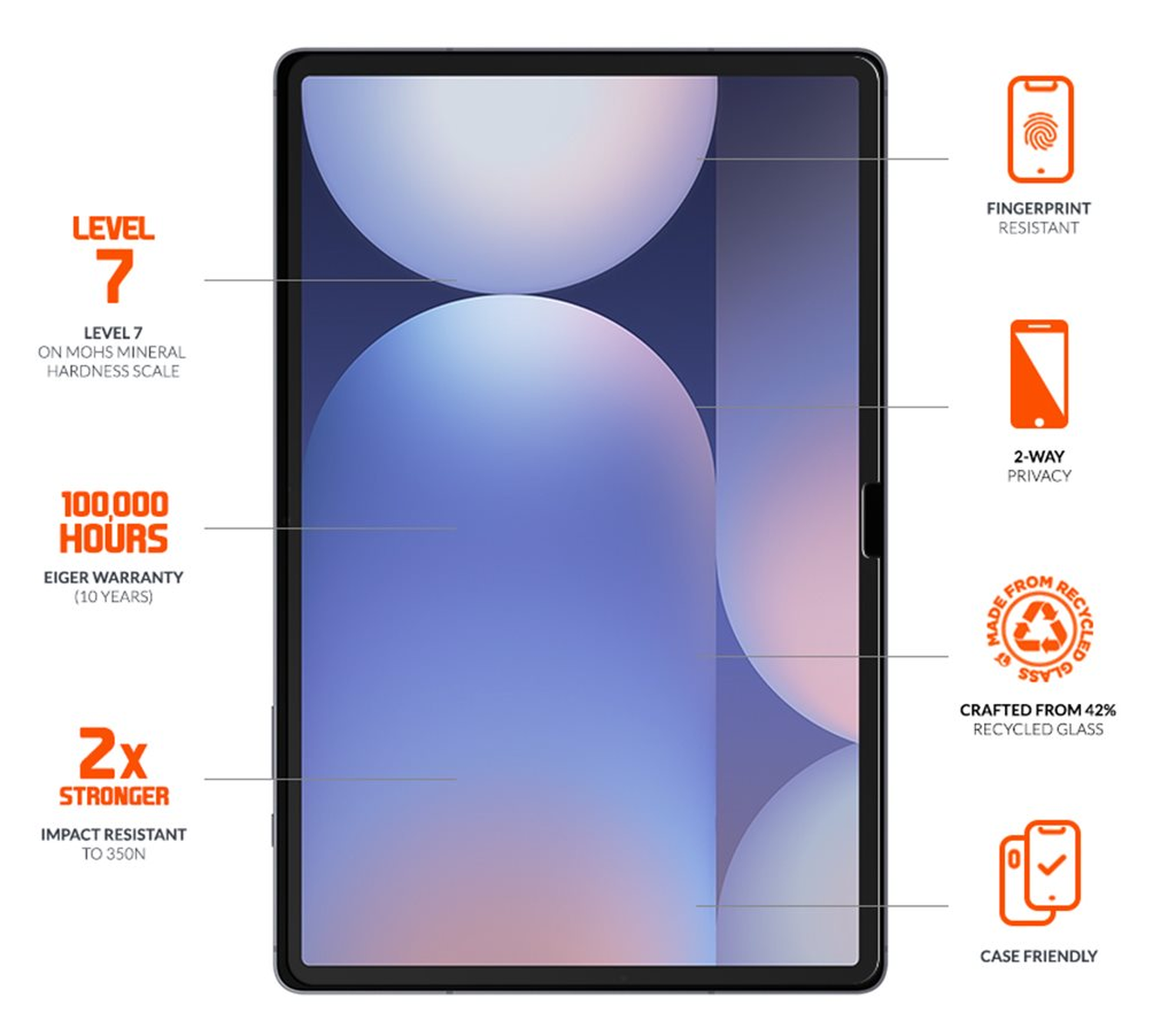 Eiger Samsung Galaxy Tab S10 FE+ Privacy Glass Screen Protector afbeelding 4