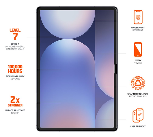 Eiger Samsung Galaxy Tab S10 FE+ Privacy Glass Screen Protector afbeelding 4