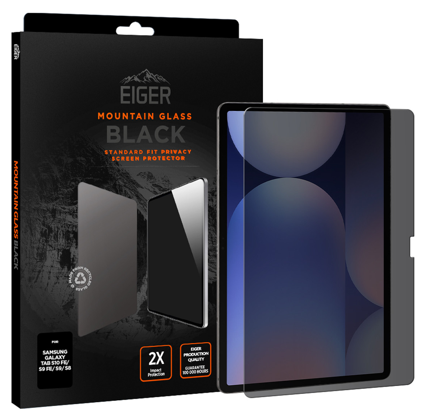 Eiger Samsung Galaxy Tab S10 FE / S9 FE / S9 / S8 Privacy Glass Screen Protector afbeelding 1