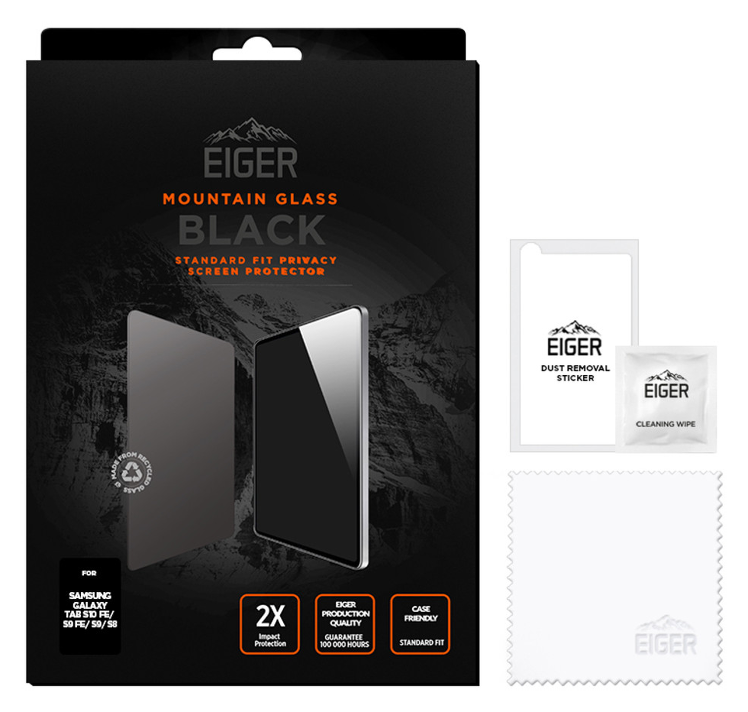 Eiger Samsung Galaxy Tab S10 FE / S9 FE / S9 / S8 Privacy Glass Screen Protector afbeelding 2