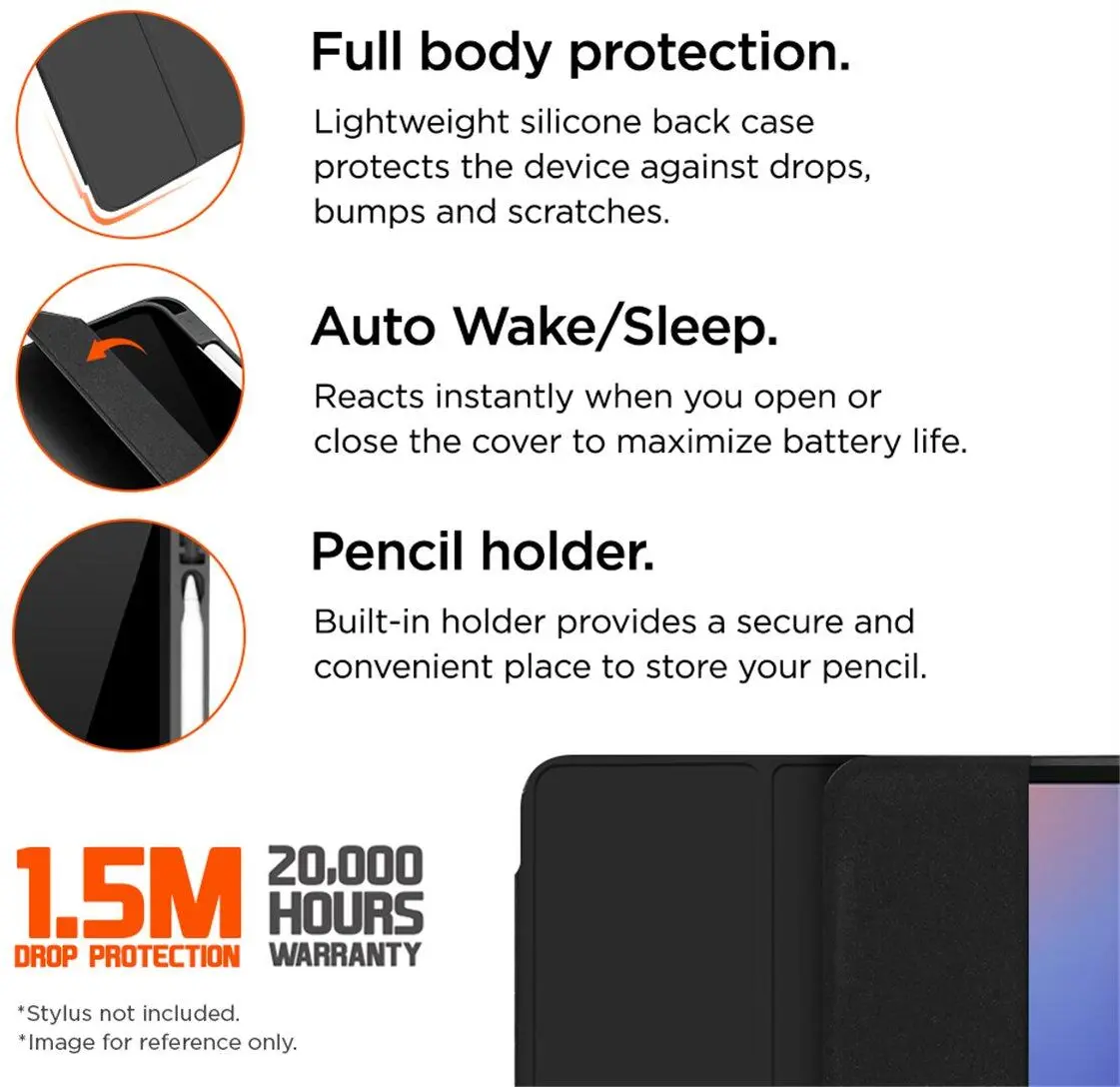 Eiger Storm 250m Stylus Samsung Tab S10 FE Hoes Book Case met Pen Houder Zwart afbeelding 2