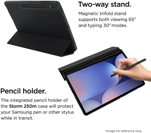 Eiger Storm 250m Stylus Samsung Tab S10 FE Hoes Book Case met Pen Houder Zwart afbeelding 3