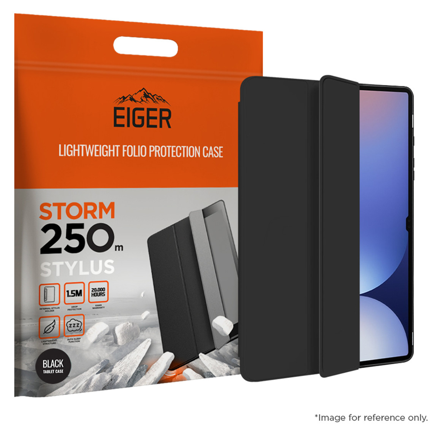 Eiger Storm 250m Samsung Tab S10 FE Plus Hoes Book Case met Pen Houder Zwart afbeelding 1