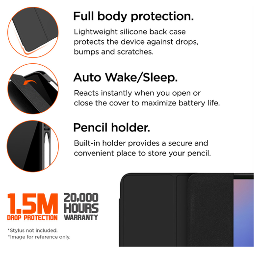 Eiger Storm 250m Samsung Tab S10 FE Plus Hoes Book Case met Pen Houder Zwart afbeelding 2