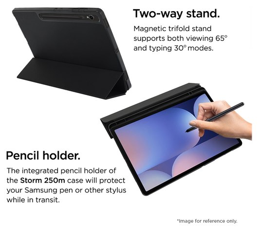 Eiger Storm 250m Samsung Tab S10 FE Plus Hoes Book Case met Pen Houder Zwart afbeelding 3