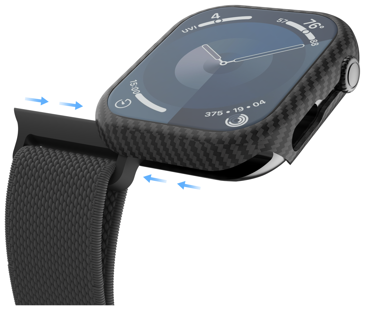 NEKIT Fiber Apple Watch 9/8/7 41MM Hoesje Kevlar Bumper Cover Dun Zwart afbeelding 16