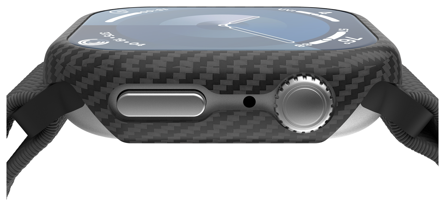 NEKIT Fiber Apple Watch 9/8/7 41MM Hoesje Kevlar Bumper Cover Dun Zwart afbeelding 11