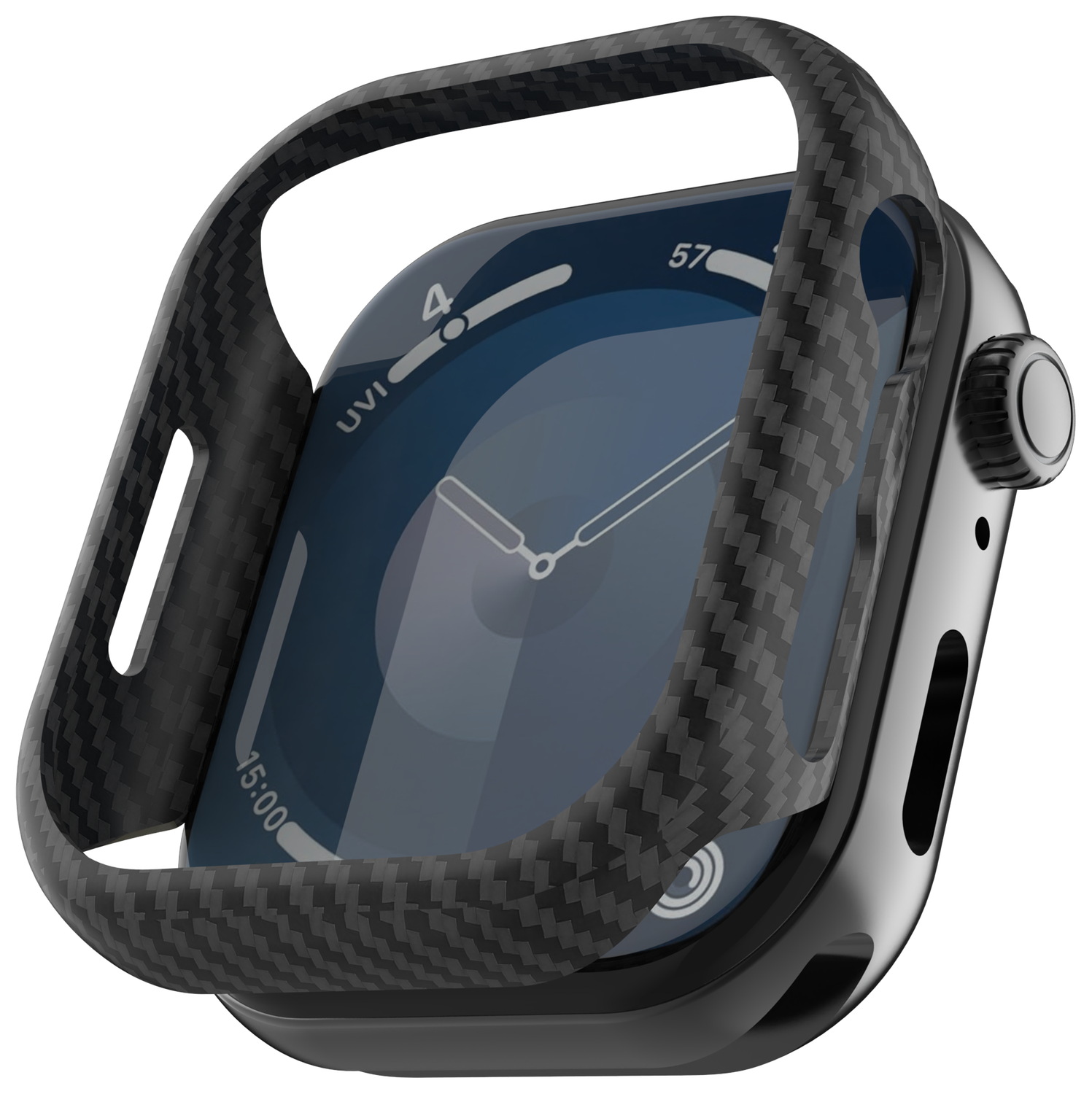 NEKIT Fiber Apple Watch 9/8/7 41MM Hoesje Kevlar Bumper Cover Dun Zwart afbeelding 14