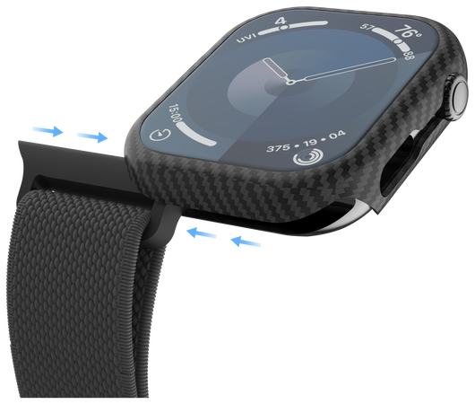 NEKIT Fiber Apple Watch 9/8/7 41MM Hoesje Kevlar Bumper Cover Dun Zwart afbeelding 16