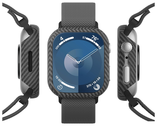 NEKIT Fiber Apple Watch 9/8/7 41MM Hoesje Kevlar Bumper Cover Dun Zwart afbeelding 9