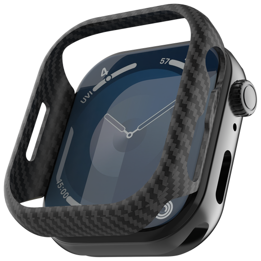 NEKIT Fiber Apple Watch 9/8/7 41MM Hoesje Kevlar Bumper Cover Dun Zwart afbeelding 14