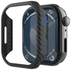 NEKIT Fiber Apple Watch 9/8/7 41MM Hoesje Kevlar Bumper Cover Dun Zwart