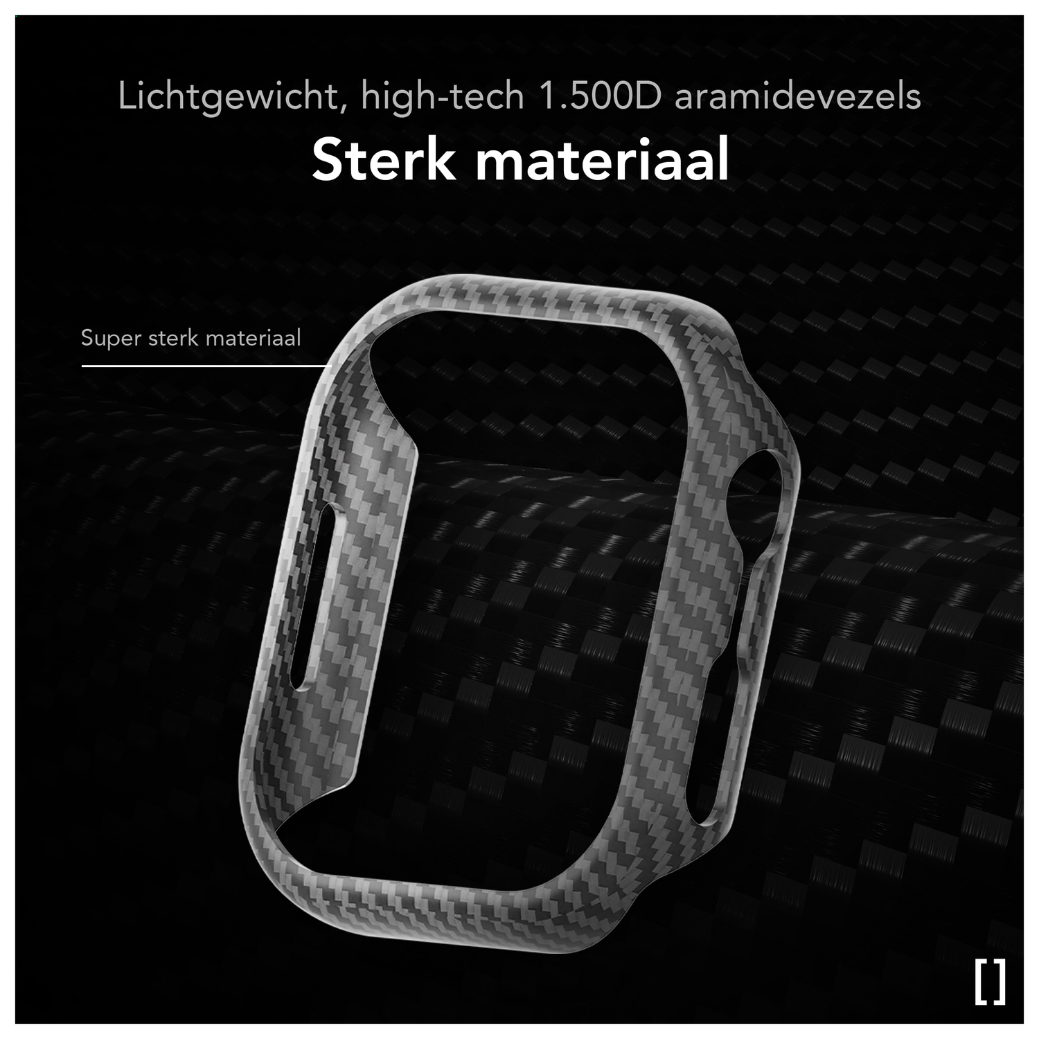 NEKIT Fiber - Apple Watch 10 42MM Hoesje - Kevlar Bumper Cover Dun Zwart afbeelding 4