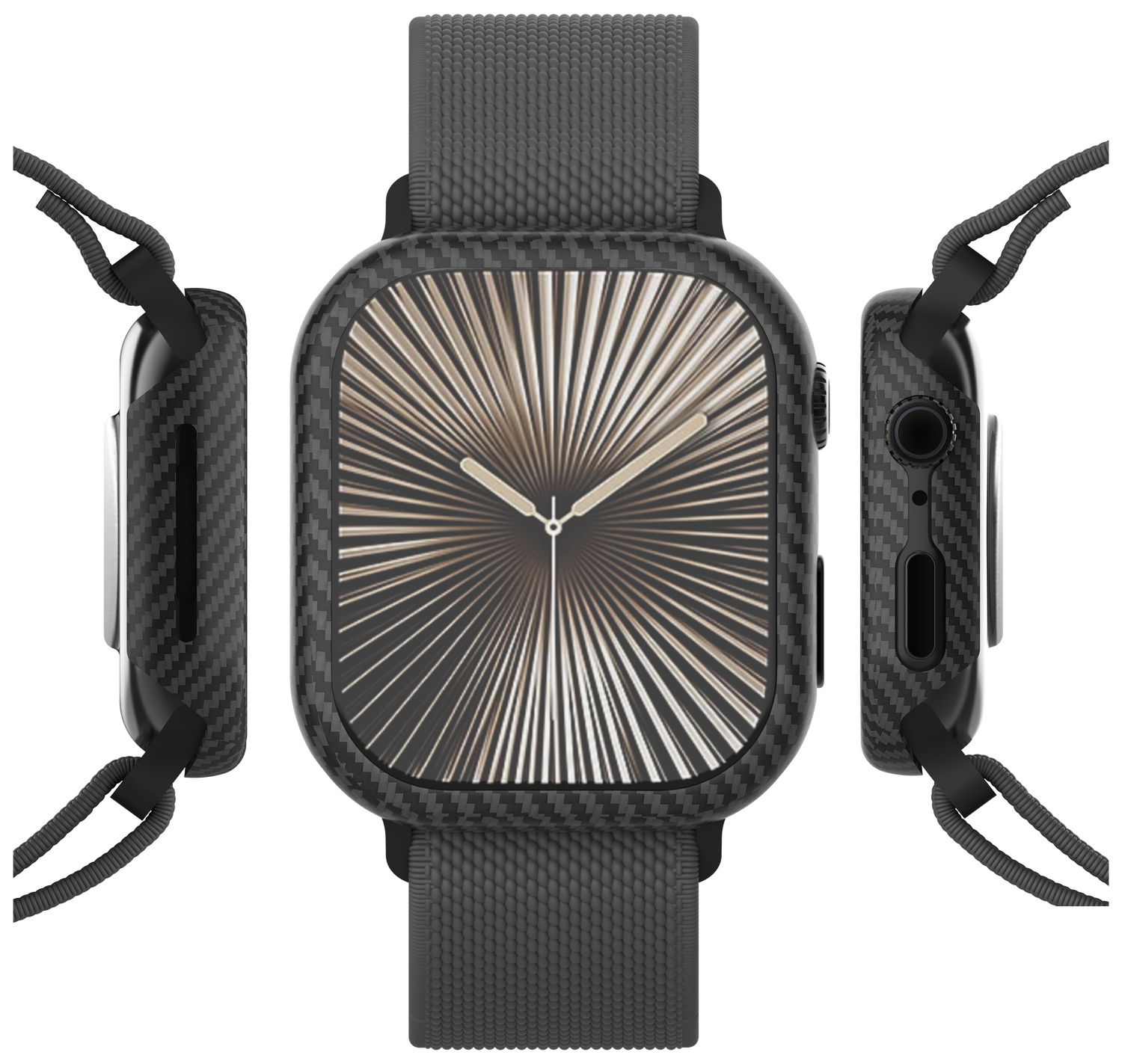 NEKIT Fiber - Apple Watch 10 42MM Hoesje - Kevlar Bumper Cover Dun Zwart afbeelding 8
