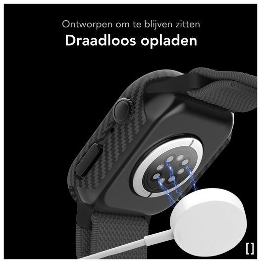 NEKIT Fiber - Apple Watch 10 42MM Hoesje - Kevlar Bumper Cover Dun Zwart afbeelding 5