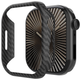 NEKIT Fiber - Apple Watch 10 42MM Hoesje - Kevlar Bumper Cover Dun Zwart