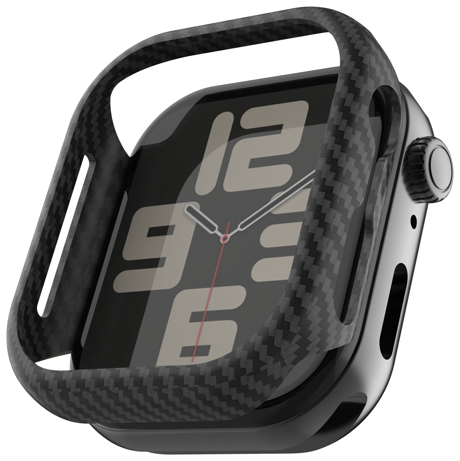 NEKIT Fiber Apple Watch 44MM Hoesje Kevlar Bumper Cover Dun Zwart afbeelding 11