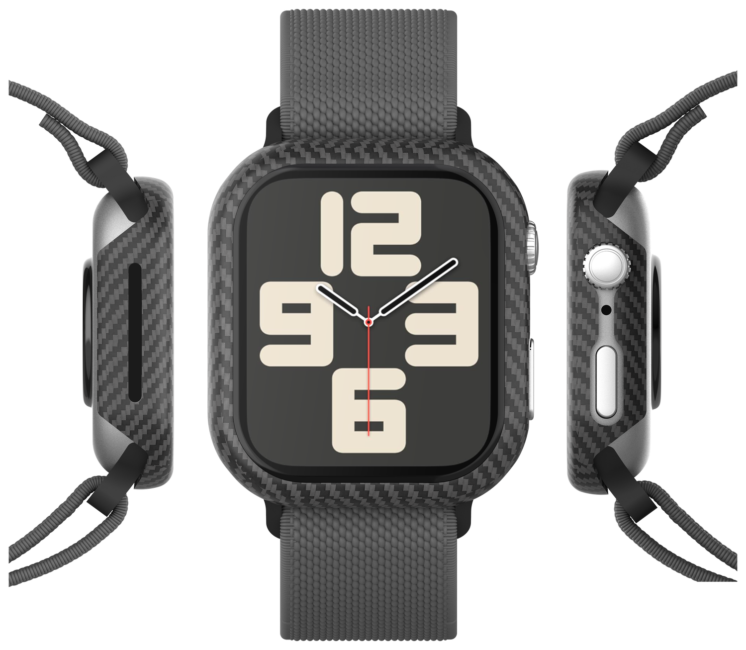 NEKIT Fiber Apple Watch 44MM Hoesje Kevlar Bumper Cover Dun Zwart afbeelding 14