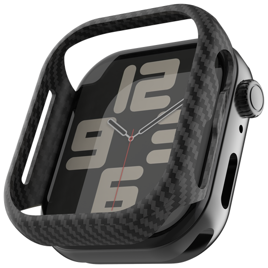NEKIT Fiber Apple Watch 44MM Hoesje Kevlar Bumper Cover Dun Zwart afbeelding 11