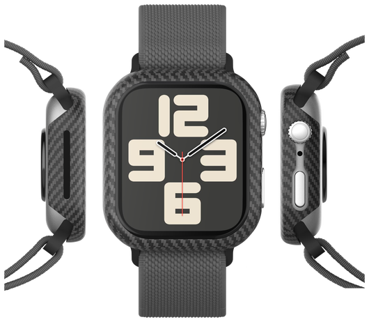 NEKIT Fiber Apple Watch 44MM Hoesje Kevlar Bumper Cover Dun Zwart afbeelding 14