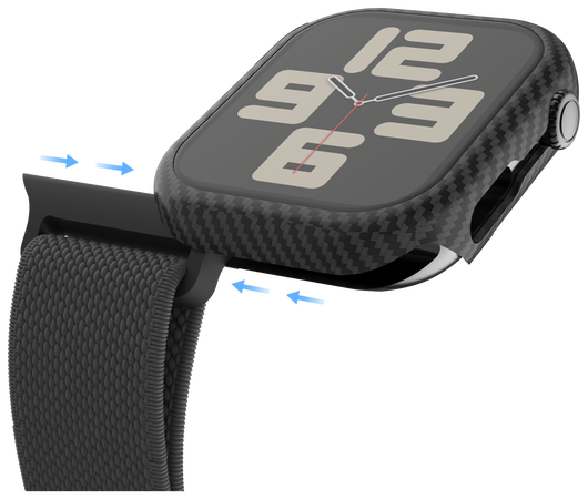NEKIT Fiber Apple Watch 44MM Hoesje Kevlar Bumper Cover Dun Zwart afbeelding 16