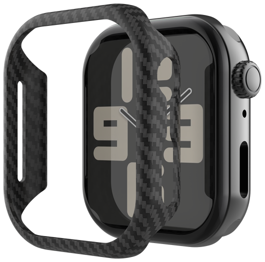 NEKIT Fiber Apple Watch 44MM Hoesje Kevlar Bumper Cover Dun Zwart afbeelding 1