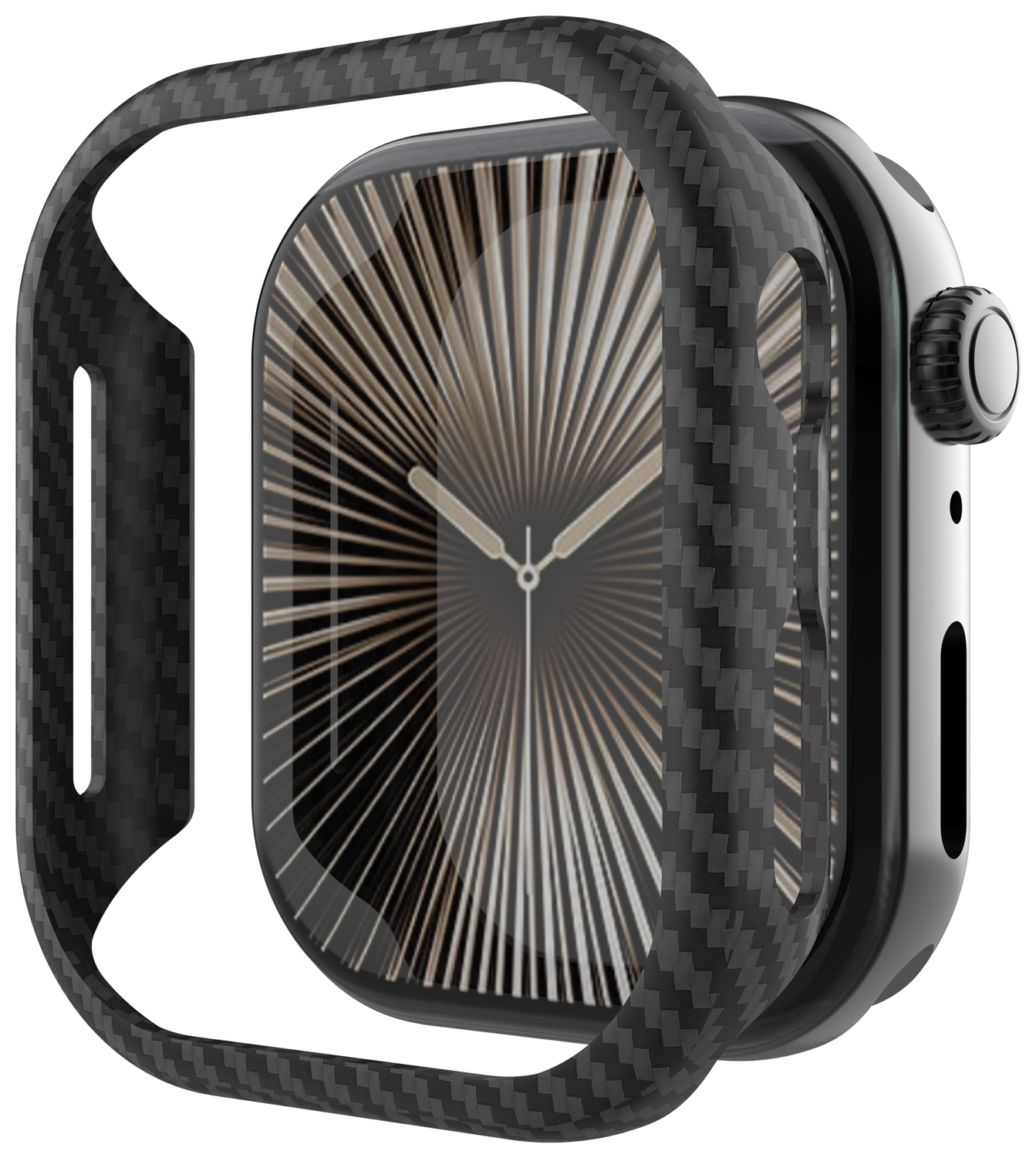 NEKIT Fiber - Apple Watch 10 46MM Hoesje - Kevlar Bumper Cover Dun Zwart afbeelding 1