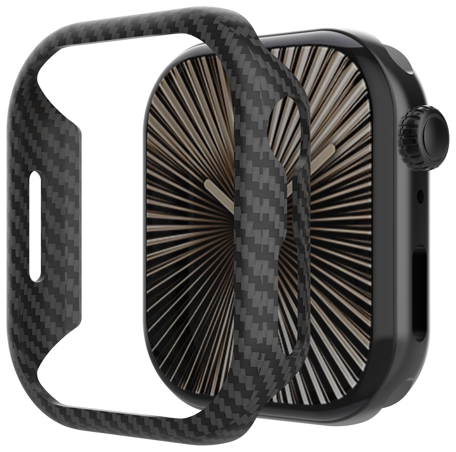 NEKIT Fiber - Apple Watch 10 46MM Hoesje - Kevlar Bumper Cover Dun Zwart afbeelding 10