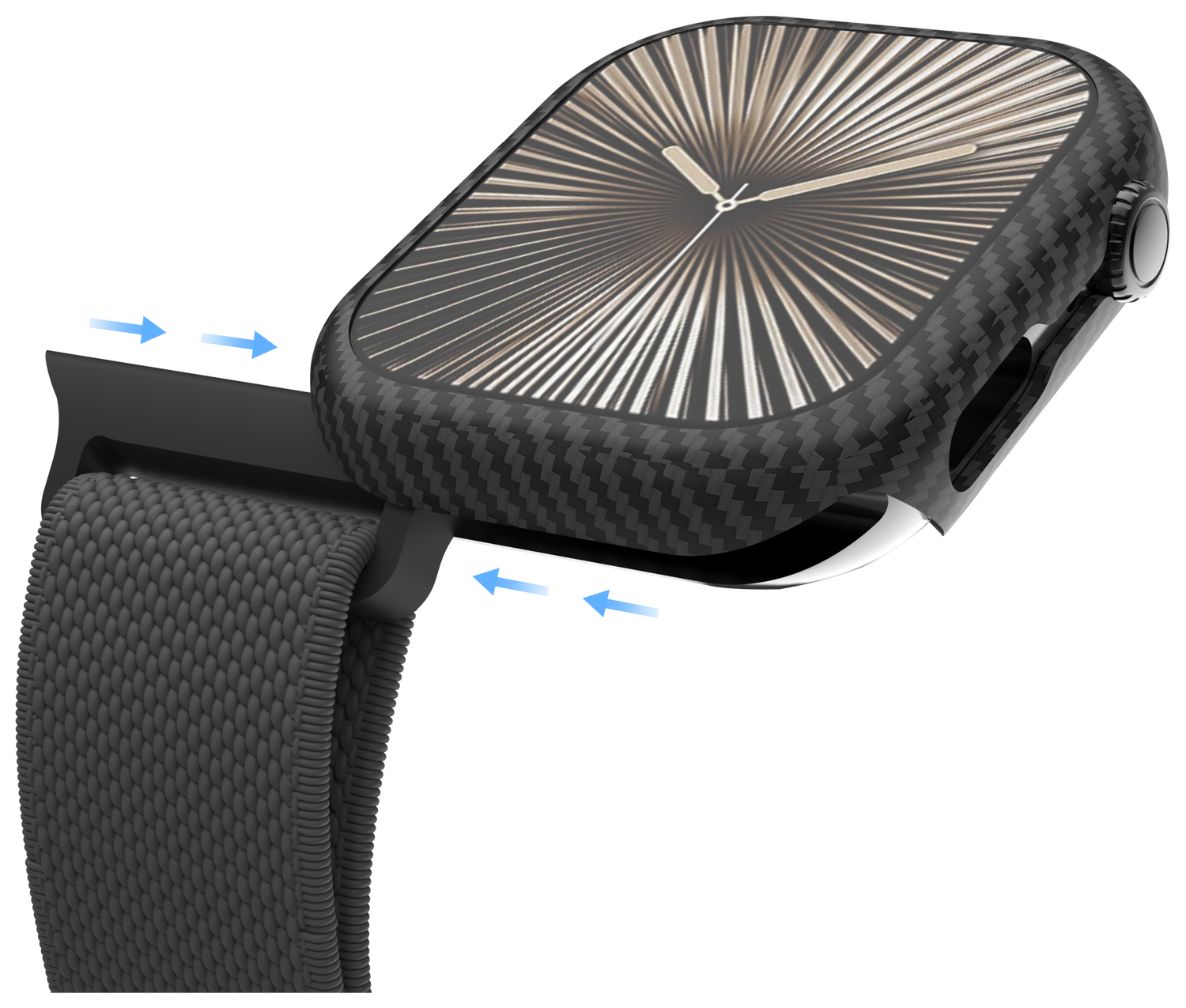 NEKIT Fiber - Apple Watch 10 46MM Hoesje - Kevlar Bumper Cover Dun Zwart afbeelding 14