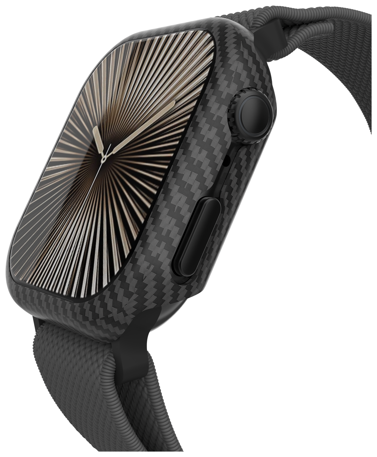 NEKIT Fiber - Apple Watch 10 46MM Hoesje - Kevlar Bumper Cover Dun Zwart afbeelding 15