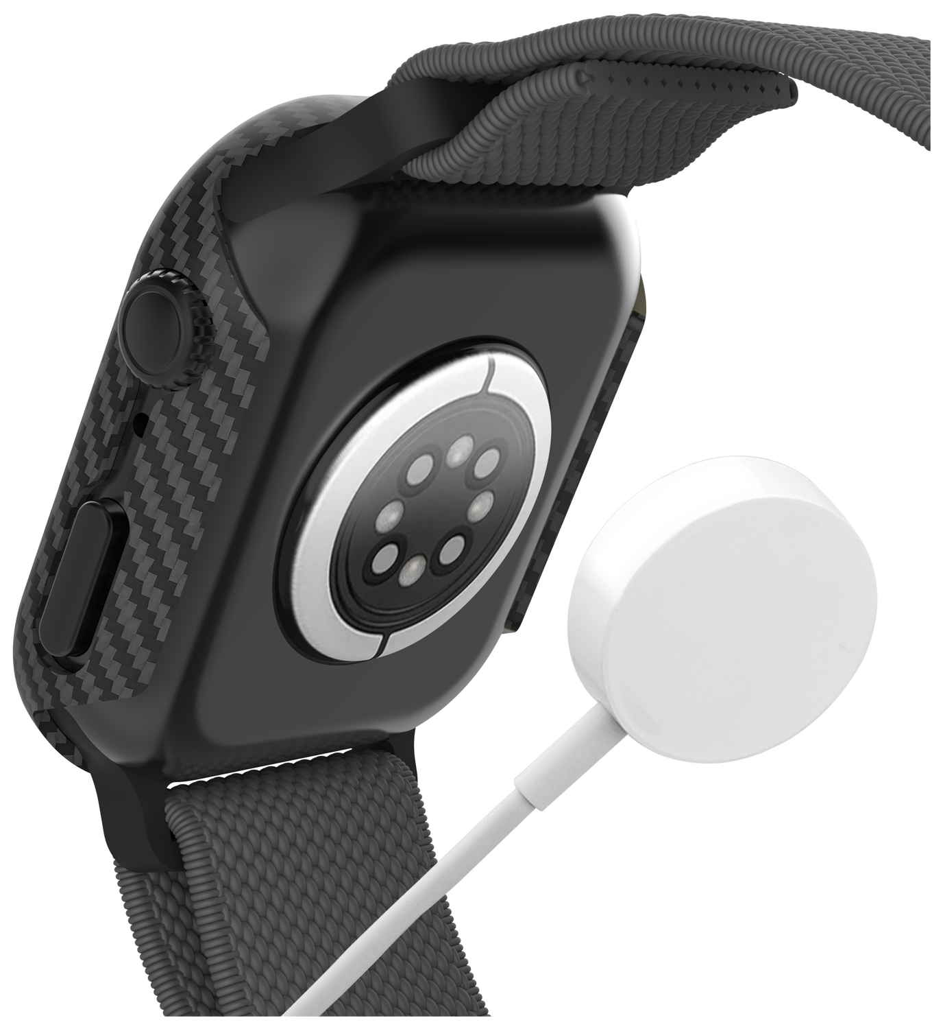 NEKIT Fiber - Apple Watch 10 46MM Hoesje - Kevlar Bumper Cover Dun Zwart afbeelding 17