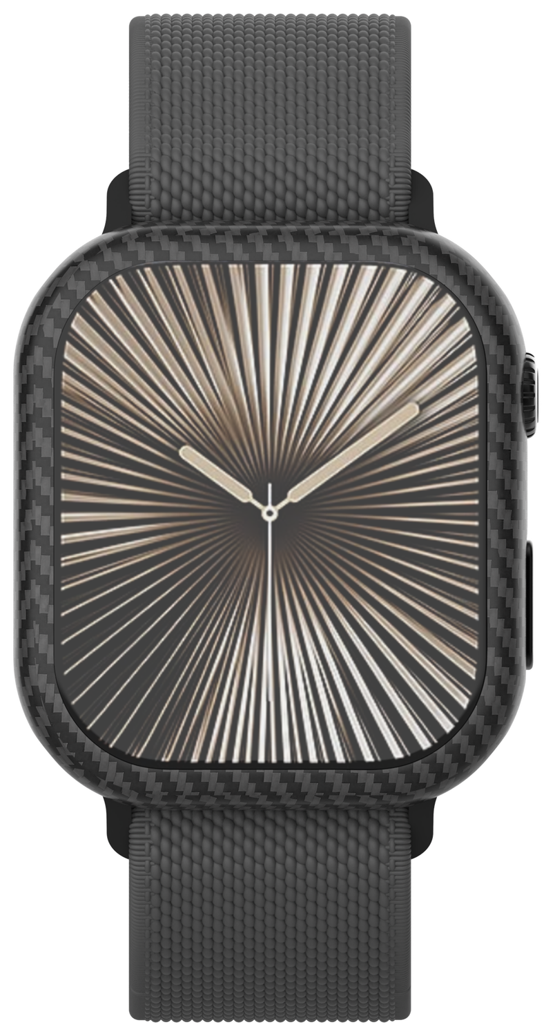 NEKIT Fiber - Apple Watch 10 46MM Hoesje - Kevlar Bumper Cover Dun Zwart afbeelding 18