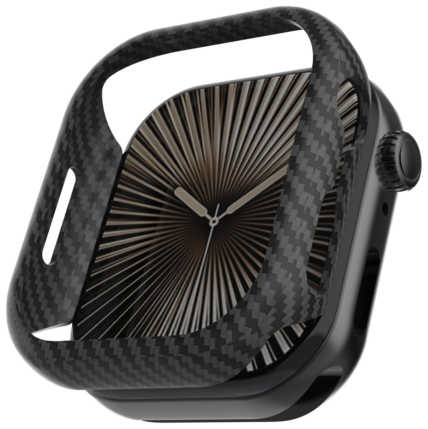 NEKIT Fiber - Apple Watch 10 46MM Hoesje - Kevlar Bumper Cover Dun Zwart afbeelding 9