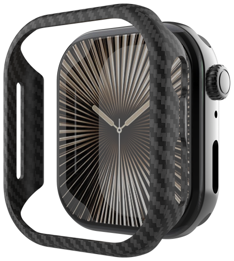 NEKIT Fiber - Apple Watch 10 46MM Hoesje - Kevlar Bumper Cover Dun Zwart afbeelding 1