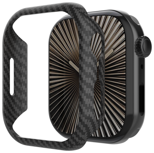 NEKIT Fiber - Apple Watch 10 46MM Hoesje - Kevlar Bumper Cover Dun Zwart afbeelding 10