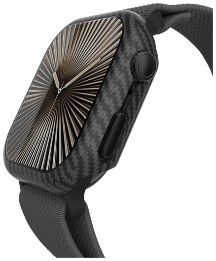 NEKIT Fiber - Apple Watch 10 46MM Hoesje - Kevlar Bumper Cover Dun Zwart afbeelding 15