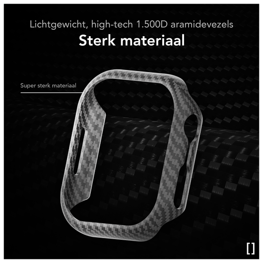 NEKIT Fiber - Apple Watch 10 46MM Hoesje - Kevlar Bumper Cover Dun Zwart afbeelding 4